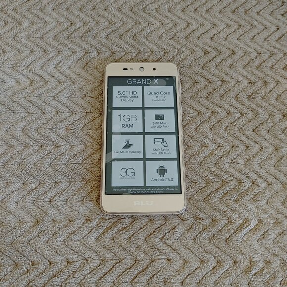 BLU Grand X GSM Unlocked Dual SIM Android 6.0 5" HD Display Smartphone - Gold - Picture 2 of 8